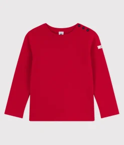 Petit Bateau Sweatshirts, Pullover, Cardigans*Kinder-Pullover aus einfarbiger Wolle und Baumwolle ROT POMPEI