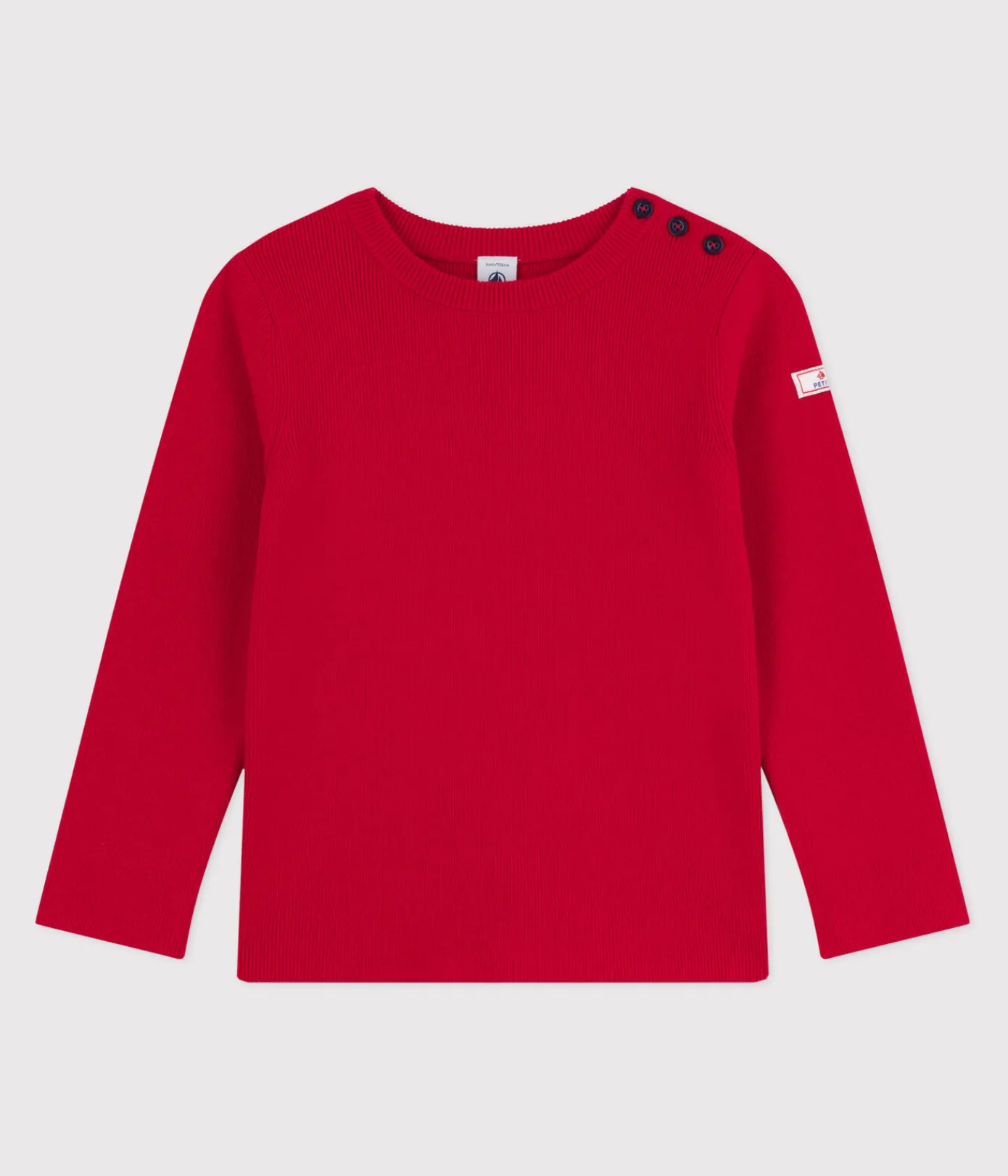 Petit Bateau Sweatshirts, Pullover, Cardigans*Kinder-Pullover aus einfarbiger Wolle und Baumwolle ROT POMPEI