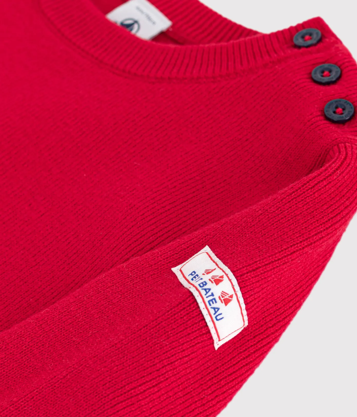 Petit Bateau Sweatshirts, Pullover, Cardigans*Kinder-Pullover aus einfarbiger Wolle und Baumwolle ROT POMPEI