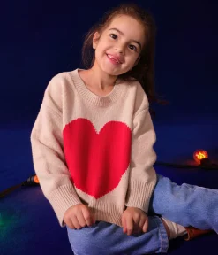 Petit Bateau Sweatshirts, Pullover, Cardigans*Kinder-Pullover aus Wolle und Baumwolle für Mädchen AVALANCHE/ ROT
