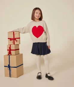 Petit Bateau Sweatshirts, Pullover, Cardigans*Kinder-Pullover aus Wolle und Baumwolle für Mädchen AVALANCHE/ ROT