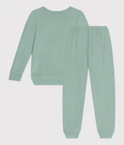 Petit Bateau Schlafanzüge, Pyjamas|Schlafanzüge, Nachthemden*Kinder-Pyjama aus aufgerautem einfarbigen Frottee grün PAUL