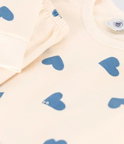 Petit Bateau Schlafanzüge, Pyjamas|Schlafanzüge, Nachthemden*Kinder-Pyjama aus aufgerautem Molton mit Herzmuster blau AVALANCHE/ BEACH