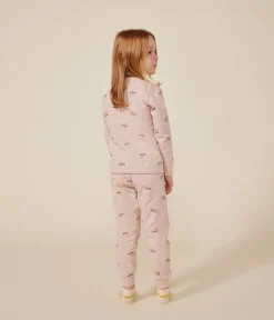 Petit Bateau Schlafanzüge, Nachthemden*Kinder-Pyjama aus aufgerautem Molton mit Sternen und Herzen rosa SALINE/weiss MULTICO