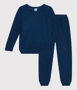 Petit Bateau Schlafanzüge, Pyjamas|Schlafanzüge, Nachthemden*Kinder-Pyjama aus aufgerautem einfarbigen Frottee blau INCOGNITO