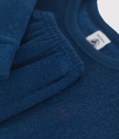 Petit Bateau Schlafanzüge, Pyjamas|Schlafanzüge, Nachthemden*Kinder-Pyjama aus aufgerautem einfarbigen Frottee blau INCOGNITO