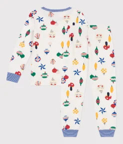 Petit Bateau Schlafanzüge, Pyjamas|Schlafanzüge, Nachthemden*Kinder-Pyjama aus aufgerautem Molton mit Weihnachtskugel-Motiv weiss MARSHMALLOW/weiss MULTICO