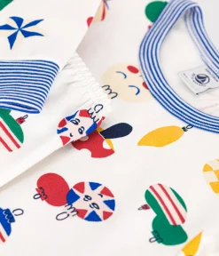 Petit Bateau Schlafanzüge, Pyjamas|Schlafanzüge, Nachthemden*Kinder-Pyjama aus aufgerautem Molton mit Weihnachtskugel-Motiv weiss MARSHMALLOW/weiss MULTICO