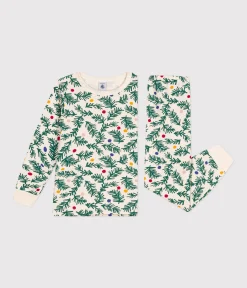 Petit Bateau Schlafanzüge, Pyjamas|Schlafanzüge, Nachthemden*Kinder-Pyjama aus aufgerautem Molton mit Tannenbäumen weiss AVALANCHE/ MULTICO