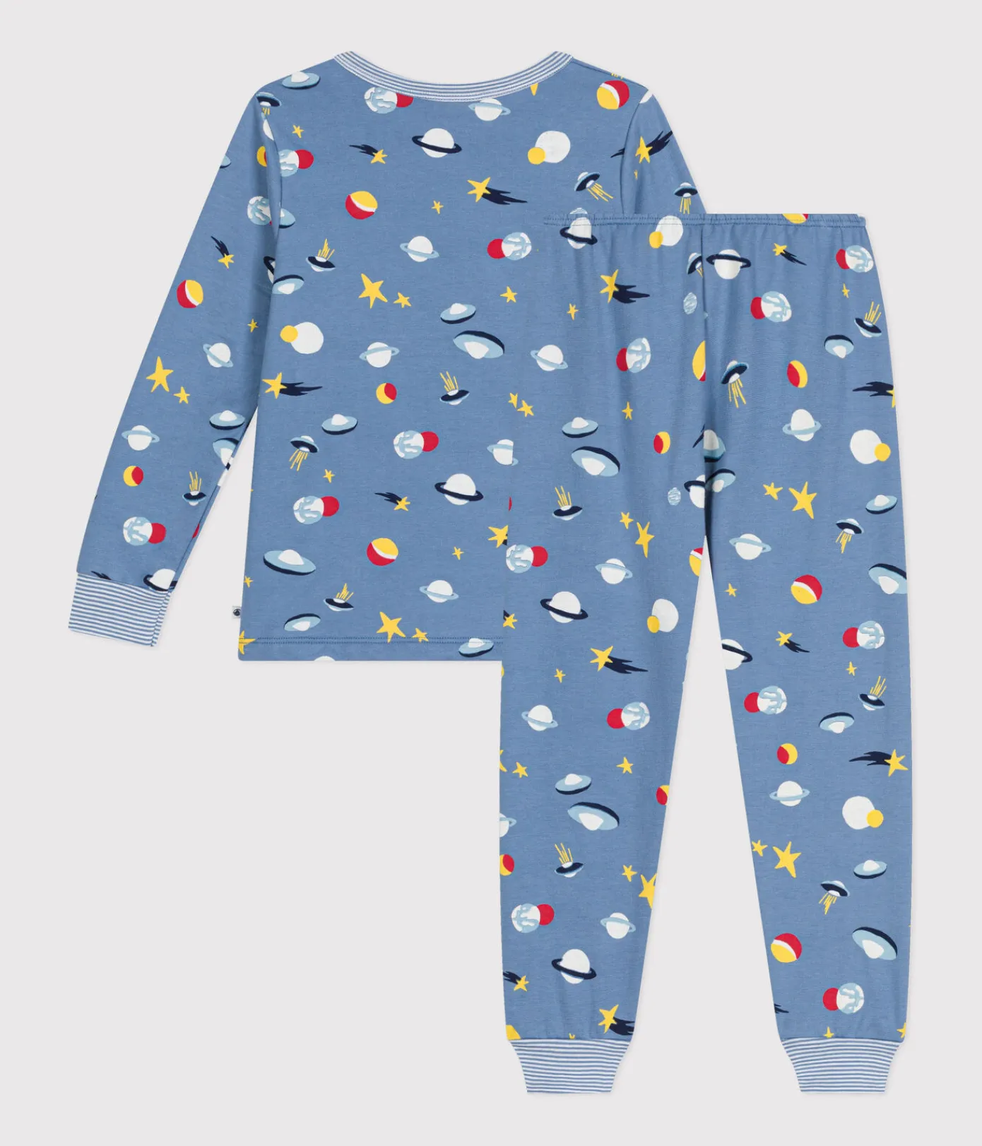 Petit Bateau Schlafanzüge, Pyjamas|Schlafanzüge, Nachthemden*Kinder-Pyjama aus aufgerautem Molton mit Weltraummotiv blau BEACH/ MULTICO