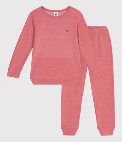 Petit Bateau Schlafanzüge, Nachthemden*Kinder-Pyjama aus aufgerautem einfarbigen Frottee rosa ROSEWOOD