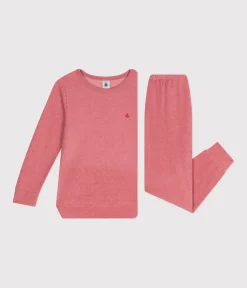 Petit Bateau Schlafanzüge, Nachthemden*Kinder-Pyjama aus aufgerautem einfarbigen Frottee rosa ROSEWOOD