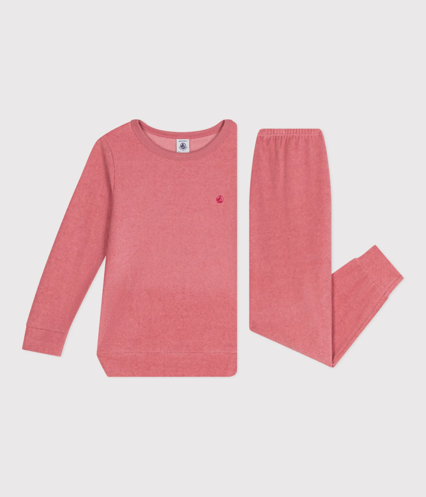 Petit Bateau Schlafanzüge, Nachthemden*Kinder-Pyjama aus aufgerautem einfarbigen Frottee rosa ROSEWOOD