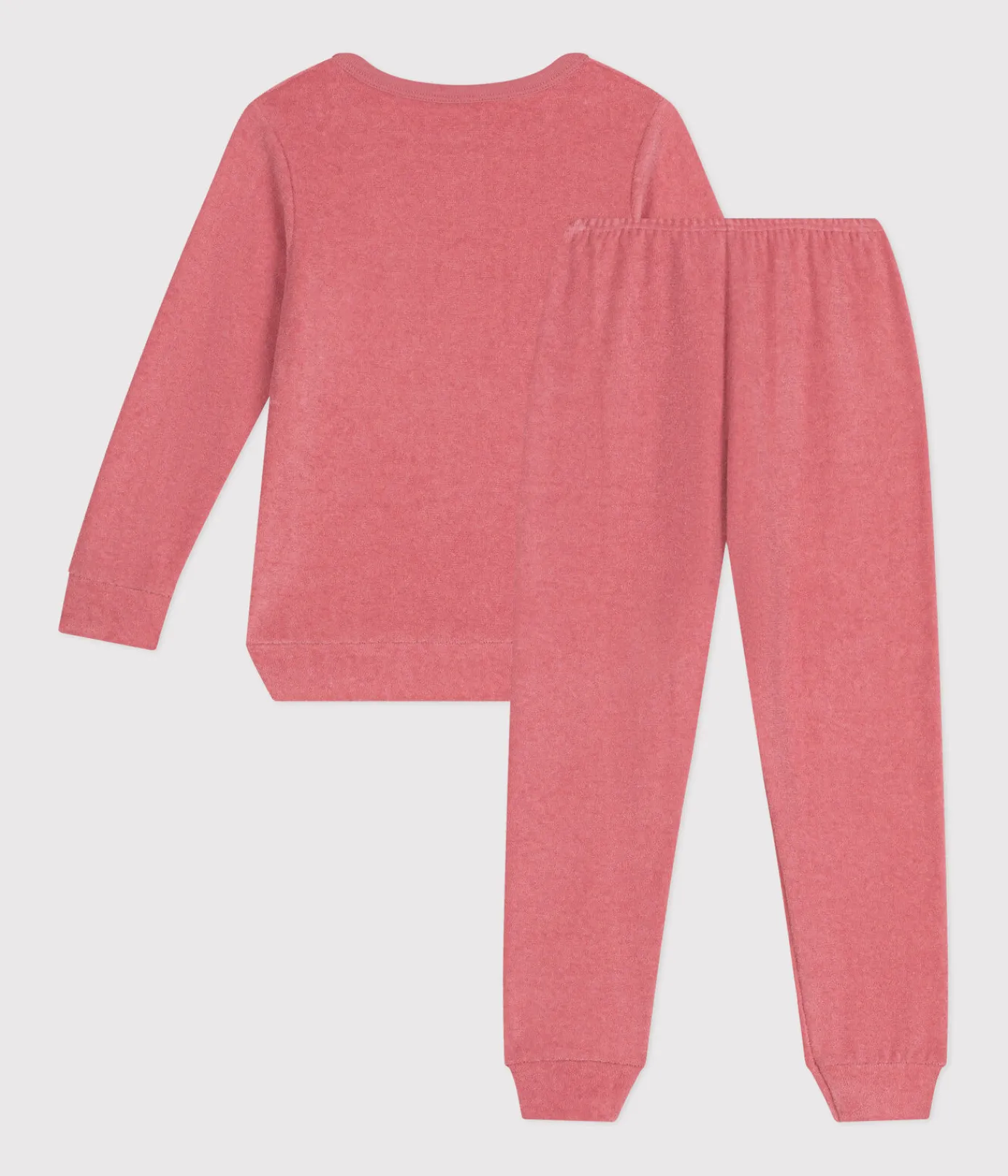 Petit Bateau Schlafanzüge, Nachthemden*Kinder-Pyjama aus aufgerautem einfarbigen Frottee rosa ROSEWOOD