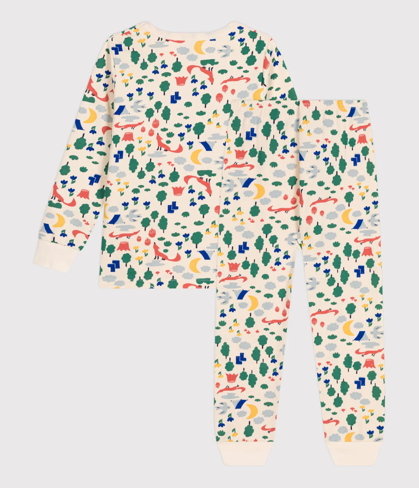 Petit Bateau Schlafanzüge, Pyjamas|Schlafanzüge, Nachthemden*Kinder-Pyjama aus aufgerautem Molton mit Waldmotiv weiss AVALANCHE/ MULTICO