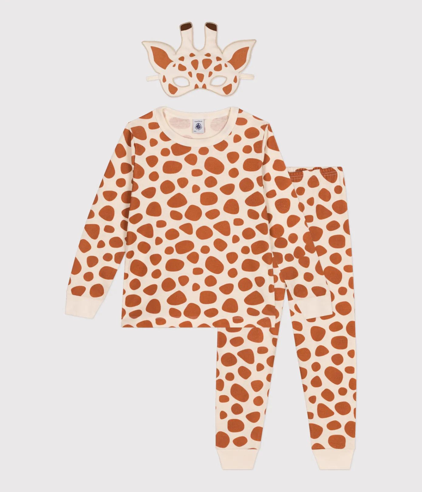 Petit Bateau Schlafanzüge, Pyjamas|Schlafanzüge, Nachthemden*Kinderpyjama aus Baumwolle im Giraffen-Verkleidungs-Look weiss AVALANCHE/ ECUREUIL