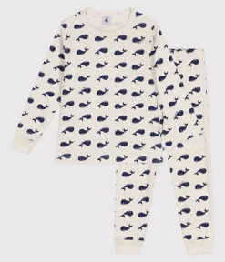 Petit Bateau Schlafanzüge, Pyjamas*Kinder-Pyjama aus Baumwolle mit Walmotiv beige MONTELIMAR/blau MEDIEVAL