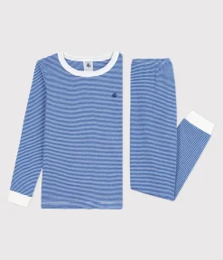 Petit Bateau Schlafanzüge, Pyjamas|Schlafanzüge, Nachthemden*Kinder-Pyjama aus Baumwolle mit eng anliegenden Beinen und Streifen OLYMPIC/ MARSHMALLOW