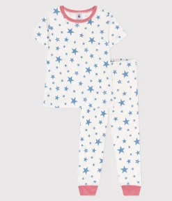 Petit Bateau Schlafanzüge, Pyjamas*Kinder-Pyjama aus Baumwolle mit Sternmotiv weiss MARSHMALLOW/blau ALASKA