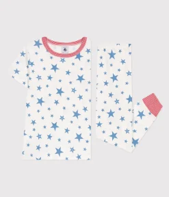 Petit Bateau Schlafanzüge, Pyjamas*Kinder-Pyjama aus Baumwolle mit Sternmotiv weiss MARSHMALLOW/blau ALASKA