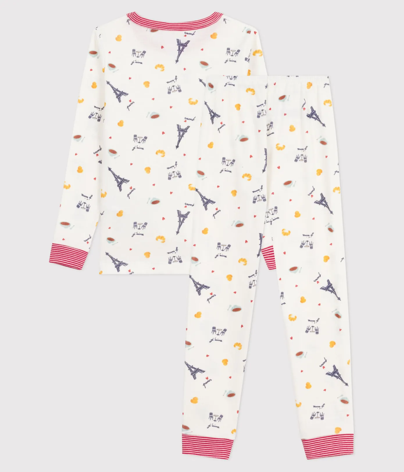 Petit Bateau Schlafanzüge, Pyjamas|Schlafanzüge, Nachthemden*Kinder-Pyjama aus Baumwolle mit eng anliegenden Beinen und Muster weiss MARSHMALLOW/weiss MULTICO