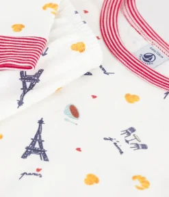 Petit Bateau Schlafanzüge, Pyjamas|Schlafanzüge, Nachthemden*Kinder-Pyjama aus Baumwolle mit eng anliegenden Beinen und Muster weiss MARSHMALLOW/weiss MULTICO