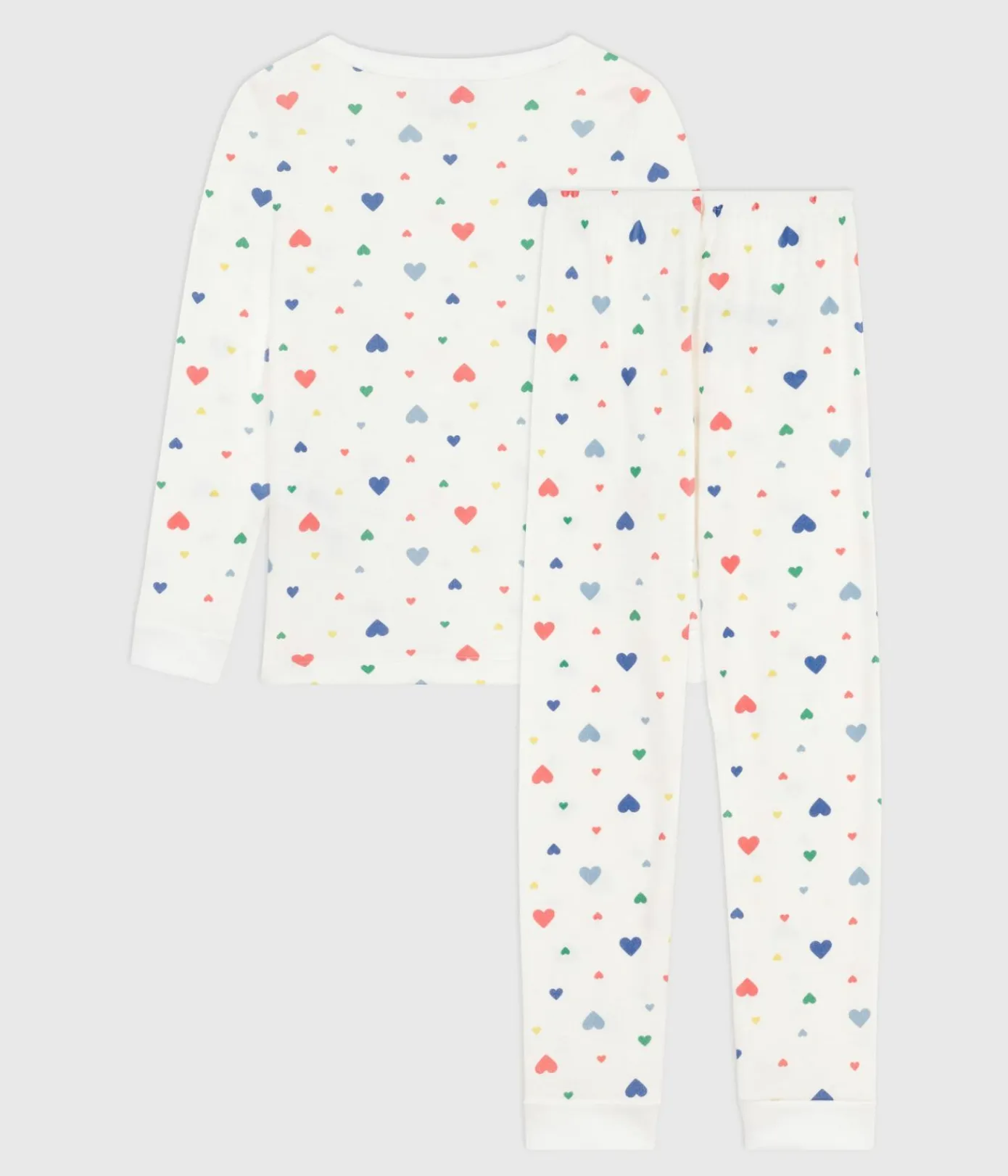Petit Bateau Schlafanzüge, Nachthemden*Kinder-Pyjama aus Baumwolle mit eng anliegenden Beinen und Herzmotiv weiss MARSHMALLOW/weiss MULTICO