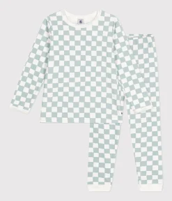 Petit Bateau Schlafanzüge, Pyjamas|Schlafanzüge, Nachthemden*Kinder-Pyjama aus Baumwolle mit Schachbrettmuster MARSHMALLOW/ PAUL