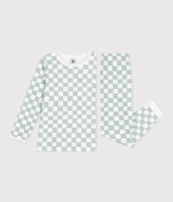 Petit Bateau Schlafanzüge, Pyjamas|Schlafanzüge, Nachthemden*Kinder-Pyjama aus Baumwolle mit Schachbrettmuster MARSHMALLOW/ PAUL