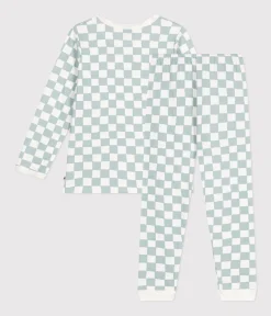 Petit Bateau Schlafanzüge, Pyjamas|Schlafanzüge, Nachthemden*Kinder-Pyjama aus Baumwolle mit Schachbrettmuster MARSHMALLOW/ PAUL