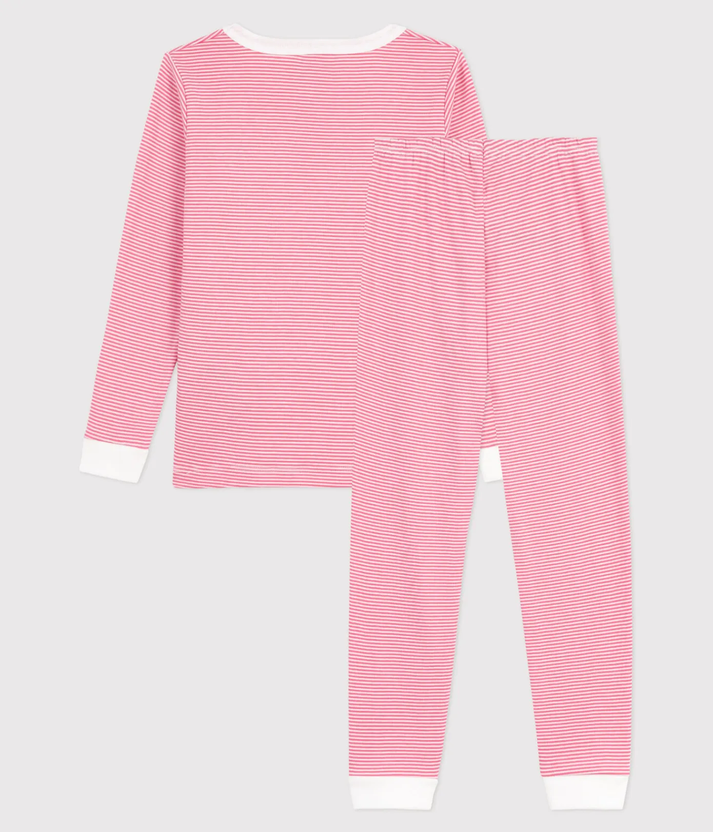 Petit Bateau Schlafanzüge, Pyjamas|Schlafanzüge, Nachthemden*Kinder-Pyjama aus Baumwolle mit eng anliegenden Beinen und Streifen rosa PEONIA/ MARSHMALLOW