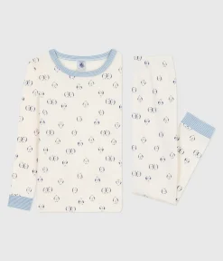 Petit Bateau Schlafanzüge, Pyjamas|Schlafanzüge, Nachthemden*Kinder-Pyjama aus Baumwolle mit eng anliegenden Beinen und Muster blau MILK/ SOIR