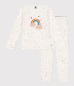 Petit Bateau Schlafanzüge, Nachthemden*Kinder-Pyjama aus Baumwolle mit kleinen Herzen weiss MARSHMALLOW/ PAPAYE