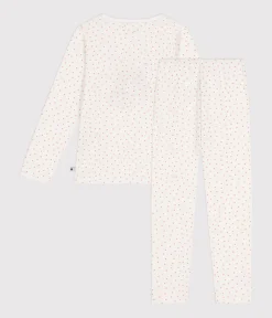 Petit Bateau Schlafanzüge, Nachthemden*Kinder-Pyjama aus Baumwolle mit kleinen Herzen weiss MARSHMALLOW/ PAPAYE