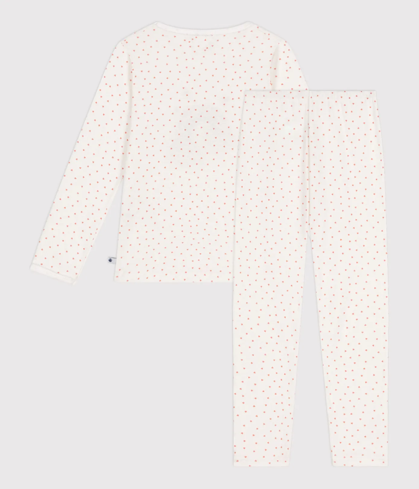 Petit Bateau Schlafanzüge, Nachthemden*Kinder-Pyjama aus Baumwolle mit kleinen Herzen weiss MARSHMALLOW/ PAPAYE