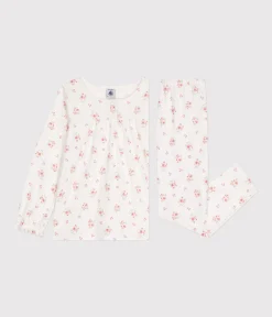 Petit Bateau Schlafanzüge, Nachthemden*Kinder-Pyjama aus Baumwolle mit Blumenmotiv weiss MARSHMALLOW/weiss MULTICO