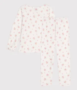 Petit Bateau Schlafanzüge, Nachthemden*Kinder-Pyjama aus Baumwolle mit Blumenmotiv weiss MARSHMALLOW/weiss MULTICO