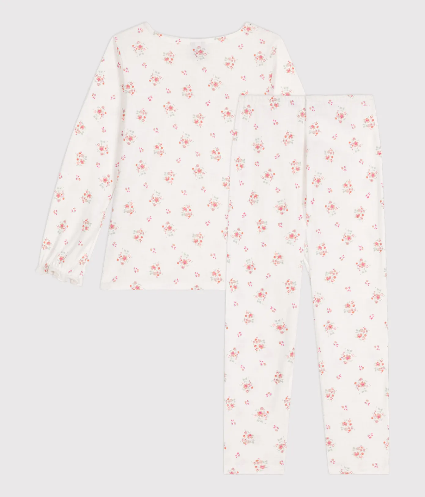 Petit Bateau Schlafanzüge, Nachthemden*Kinder-Pyjama aus Baumwolle mit Blumenmotiv weiss MARSHMALLOW/weiss MULTICO