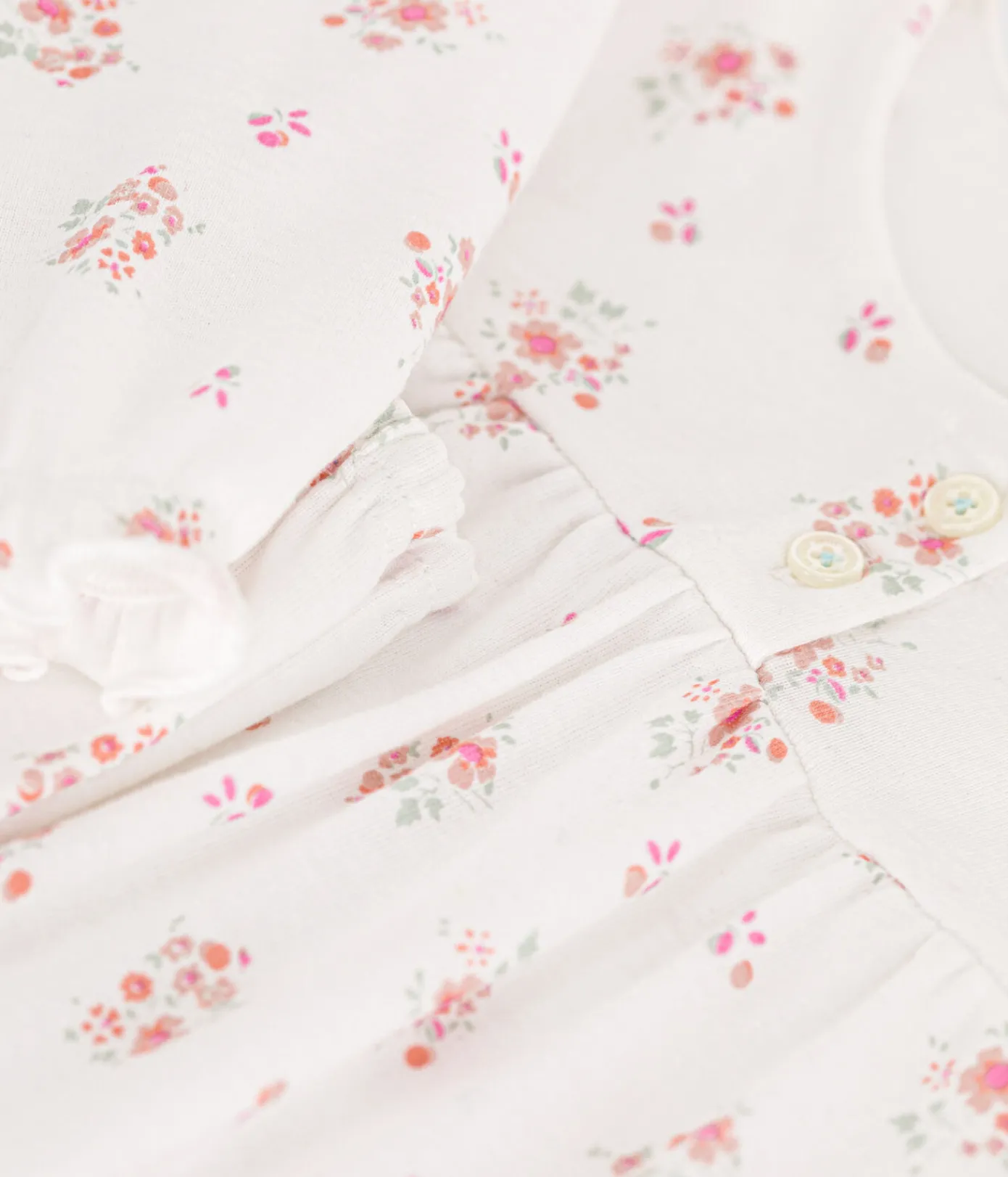 Petit Bateau Schlafanzüge, Nachthemden*Kinder-Pyjama aus Baumwolle mit Blumenmotiv weiss MARSHMALLOW/weiss MULTICO