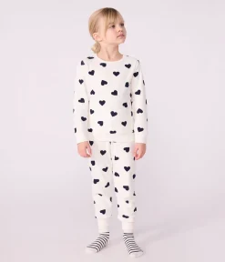 Petit Bateau Schlafanzüge, Pyjamas|Schlafanzüge, Nachthemden*Kinder-Pyjama aus Baumwoll-Frottee mit Herz-Motiv blau MILK/ SOIR