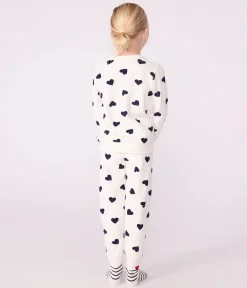 Petit Bateau Schlafanzüge, Pyjamas|Schlafanzüge, Nachthemden*Kinder-Pyjama aus Baumwoll-Frottee mit Herz-Motiv blau MILK/ SOIR