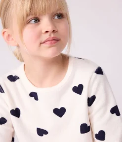 Petit Bateau Schlafanzüge, Pyjamas|Schlafanzüge, Nachthemden*Kinder-Pyjama aus Baumwoll-Frottee mit Herz-Motiv blau MILK/ SOIR