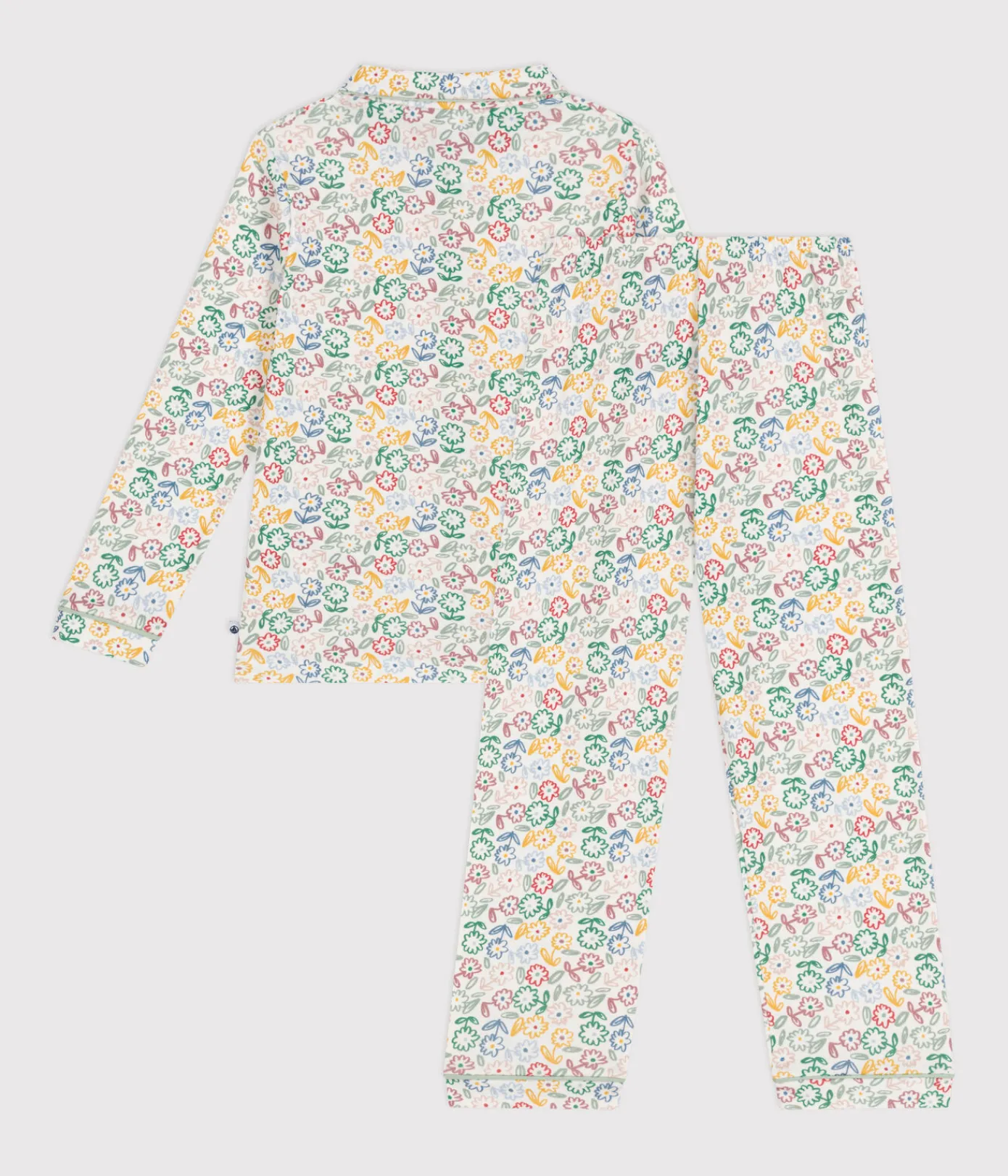 Petit Bateau Schlafanzüge, Nachthemden*Kinder-Pyjama aus Baumwolle mit Blumenmotiv weiss MARSHMALLOW/weiss MULTICO