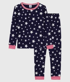 Petit Bateau Schlafanzüge, Pyjamas|Schlafanzüge, Nachthemden*Kinder-Pyjama aus Baumwolle mit eng anliegenden Beinen und Sternmotiv blau SOIR/ MARSHMALLOW