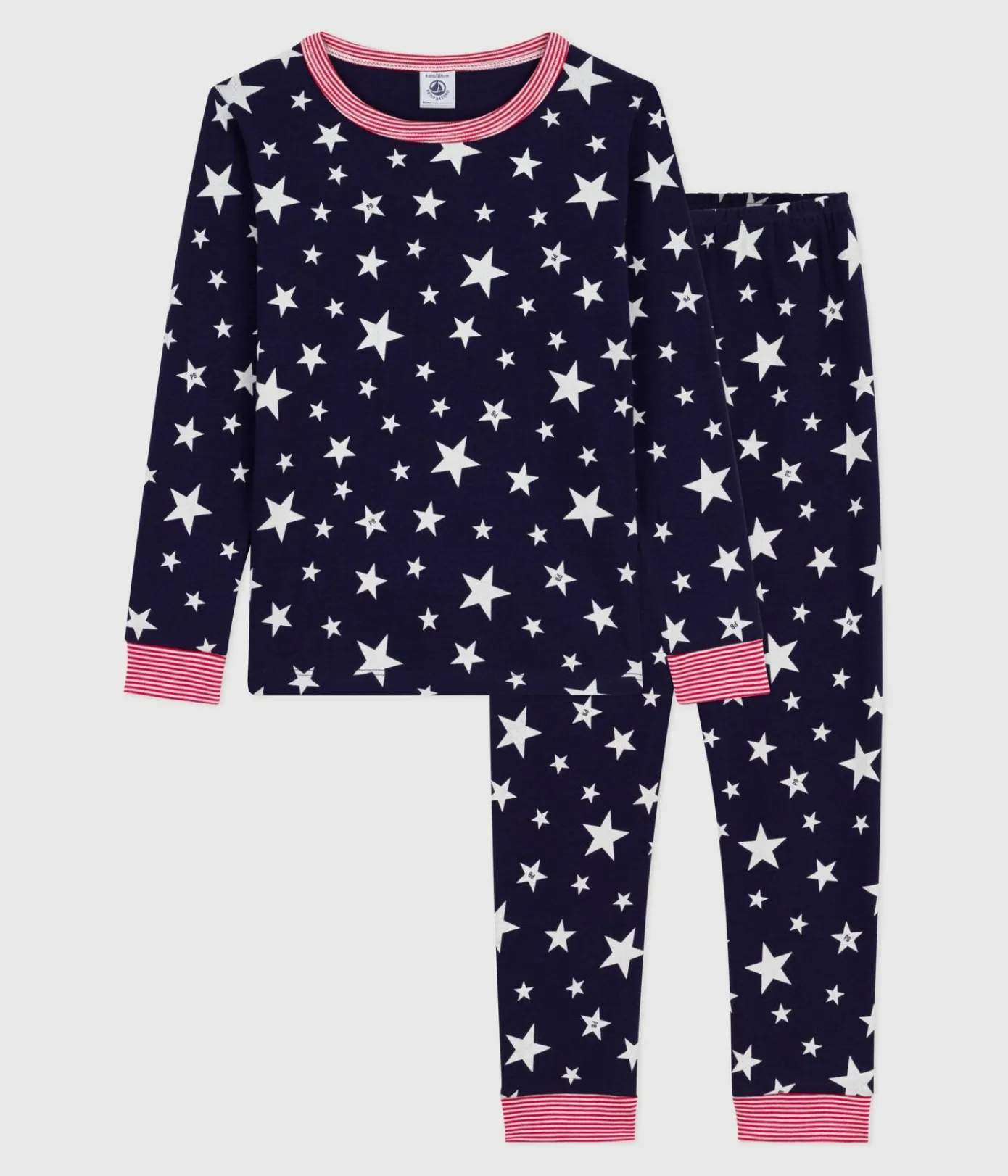 Petit Bateau Schlafanzüge, Pyjamas|Schlafanzüge, Nachthemden*Kinder-Pyjama aus Baumwolle mit eng anliegenden Beinen und Sternmotiv blau SOIR/ MARSHMALLOW
