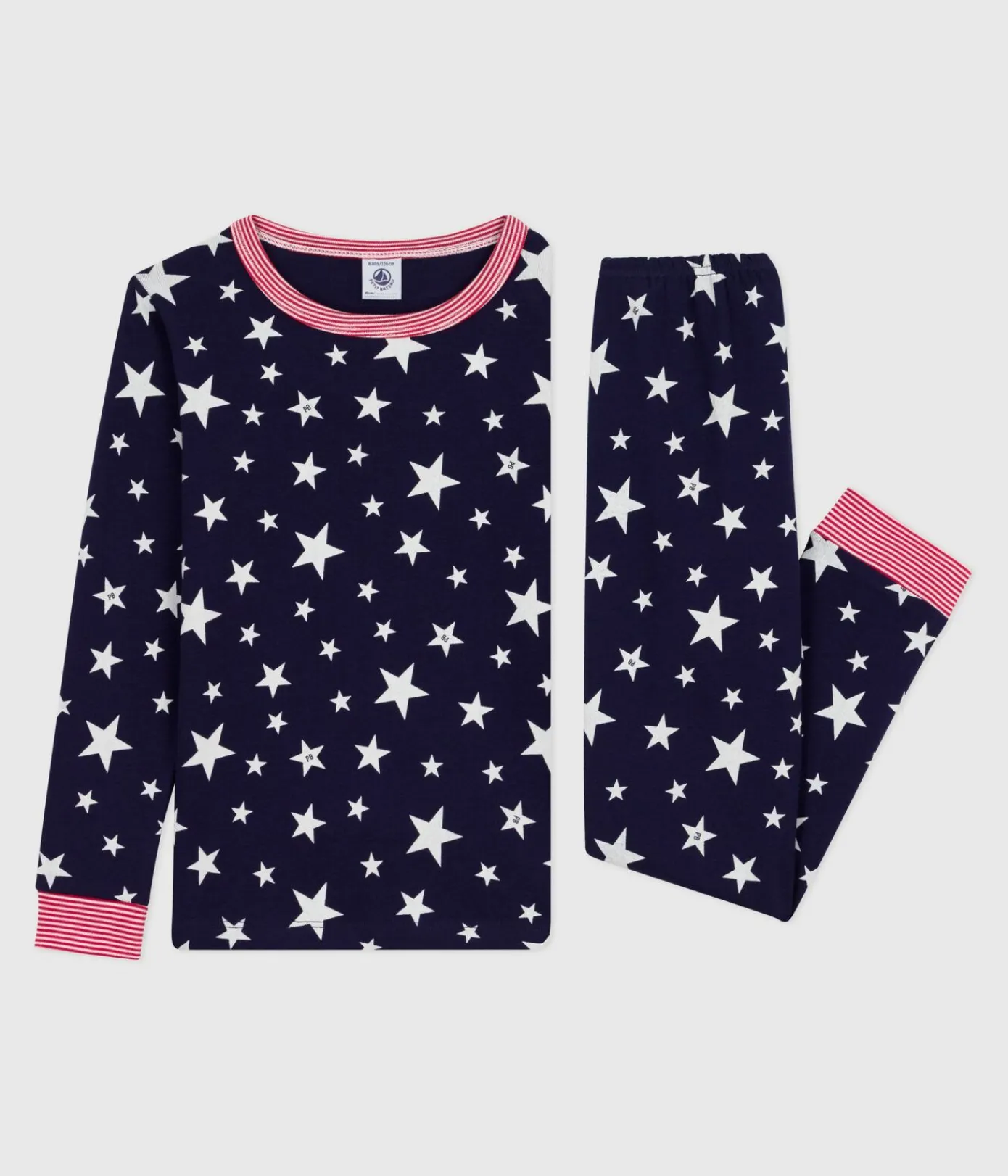 Petit Bateau Schlafanzüge, Pyjamas|Schlafanzüge, Nachthemden*Kinder-Pyjama aus Baumwolle mit eng anliegenden Beinen und Sternmotiv blau SOIR/ MARSHMALLOW