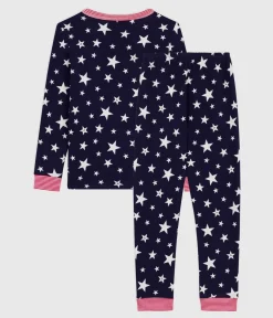 Petit Bateau Schlafanzüge, Pyjamas|Schlafanzüge, Nachthemden*Kinder-Pyjama aus Baumwolle mit eng anliegenden Beinen und Sternmotiv blau SOIR/ MARSHMALLOW