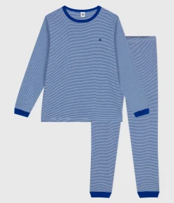 Petit Bateau Herren|Schlafanzüge, Pyjamas*Kinder-Pyjama aus Baumwolle mit Streifen OLYMPIC/ MARSHMALLOW
