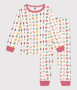 Petit Bateau Schlafanzüge, Pyjamas|Schlafanzüge, Nachthemden*Kinder-Pyjama aus Baumwolle mit Weihnachtsmotiven weiss MARSHMALLOW/weiss MULTICO