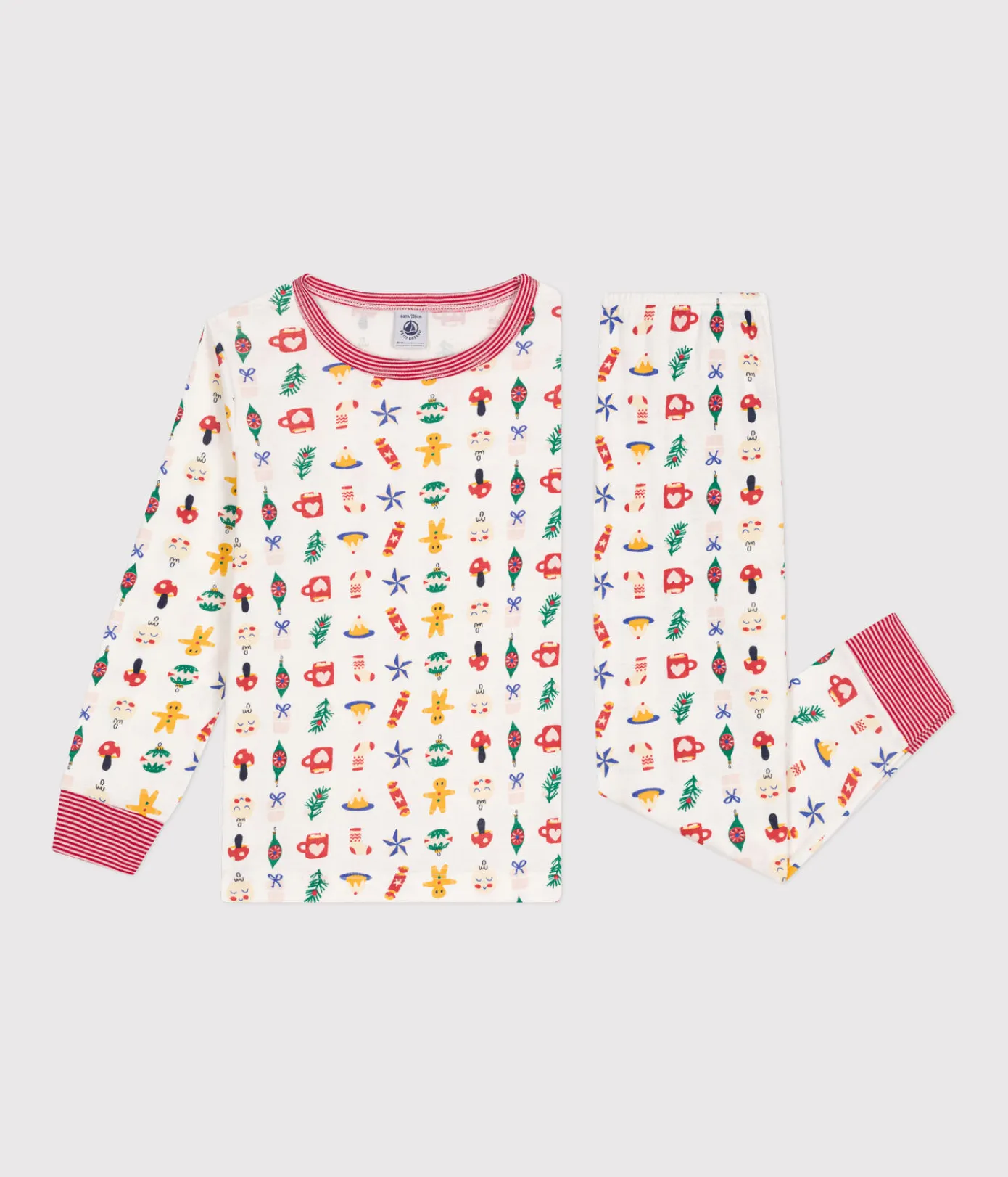 Petit Bateau Schlafanzüge, Pyjamas|Schlafanzüge, Nachthemden*Kinder-Pyjama aus Baumwolle mit Weihnachtsmotiven weiss MARSHMALLOW/weiss MULTICO